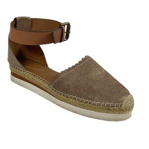 See by Chloé Metallic Suede Leather Espadrille Platform Flats Size 38